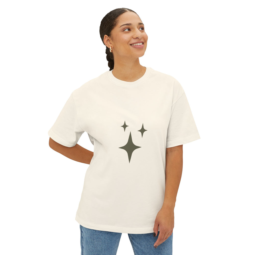 Boxy Tee — Minimalist Sparkle Star Graphic