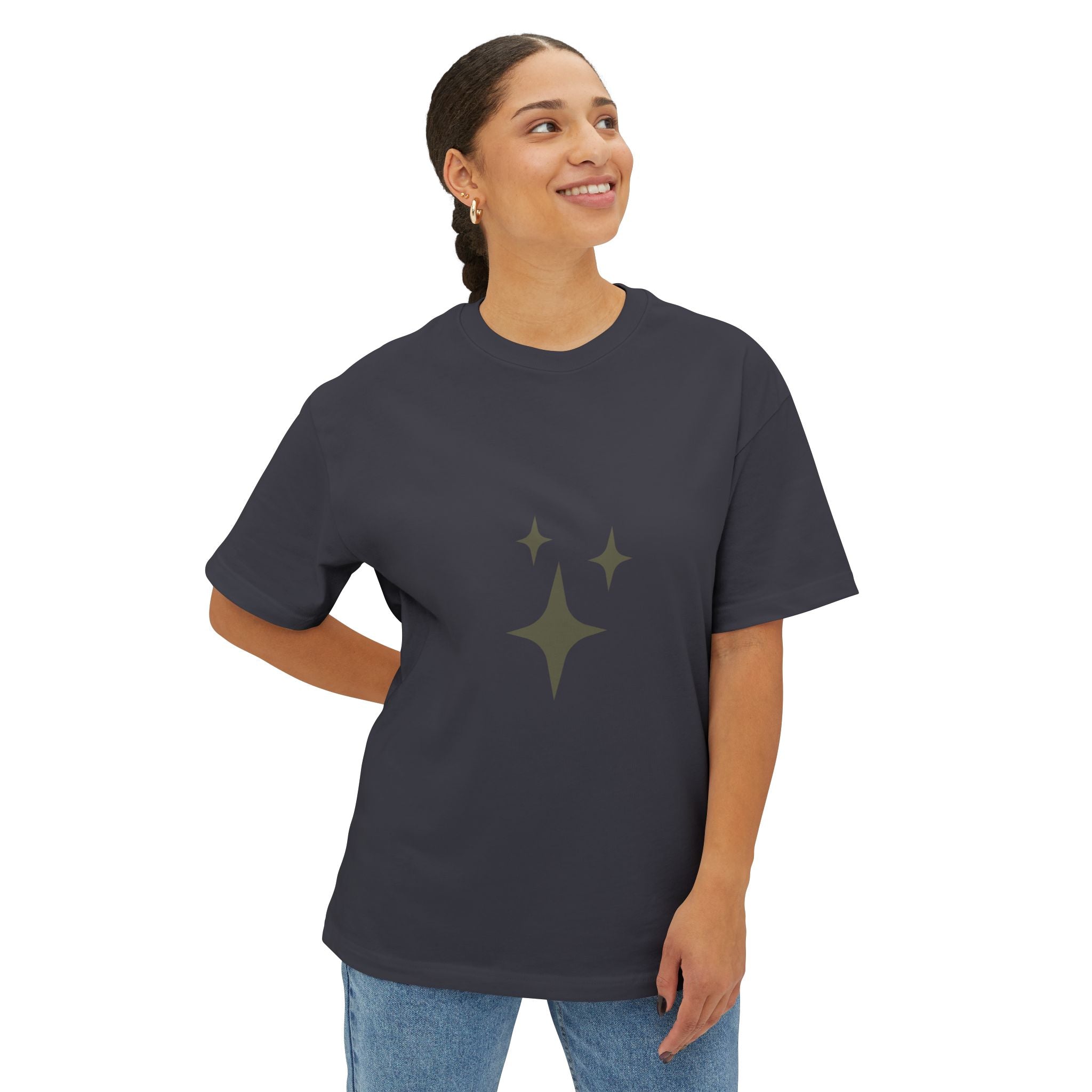 Boxy Tee — Minimalist Sparkle Star Graphic