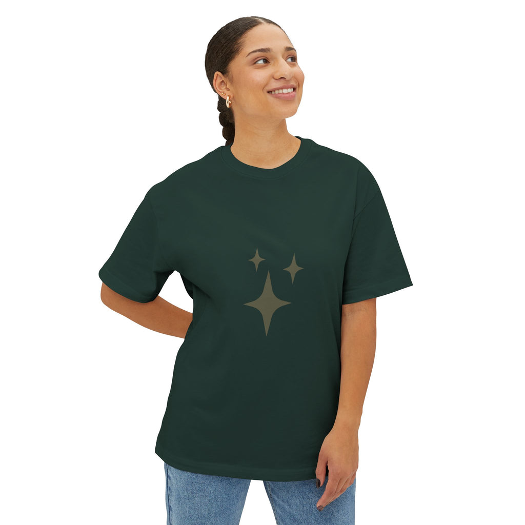 Boxy Tee — Minimalist Sparkle Star Graphic